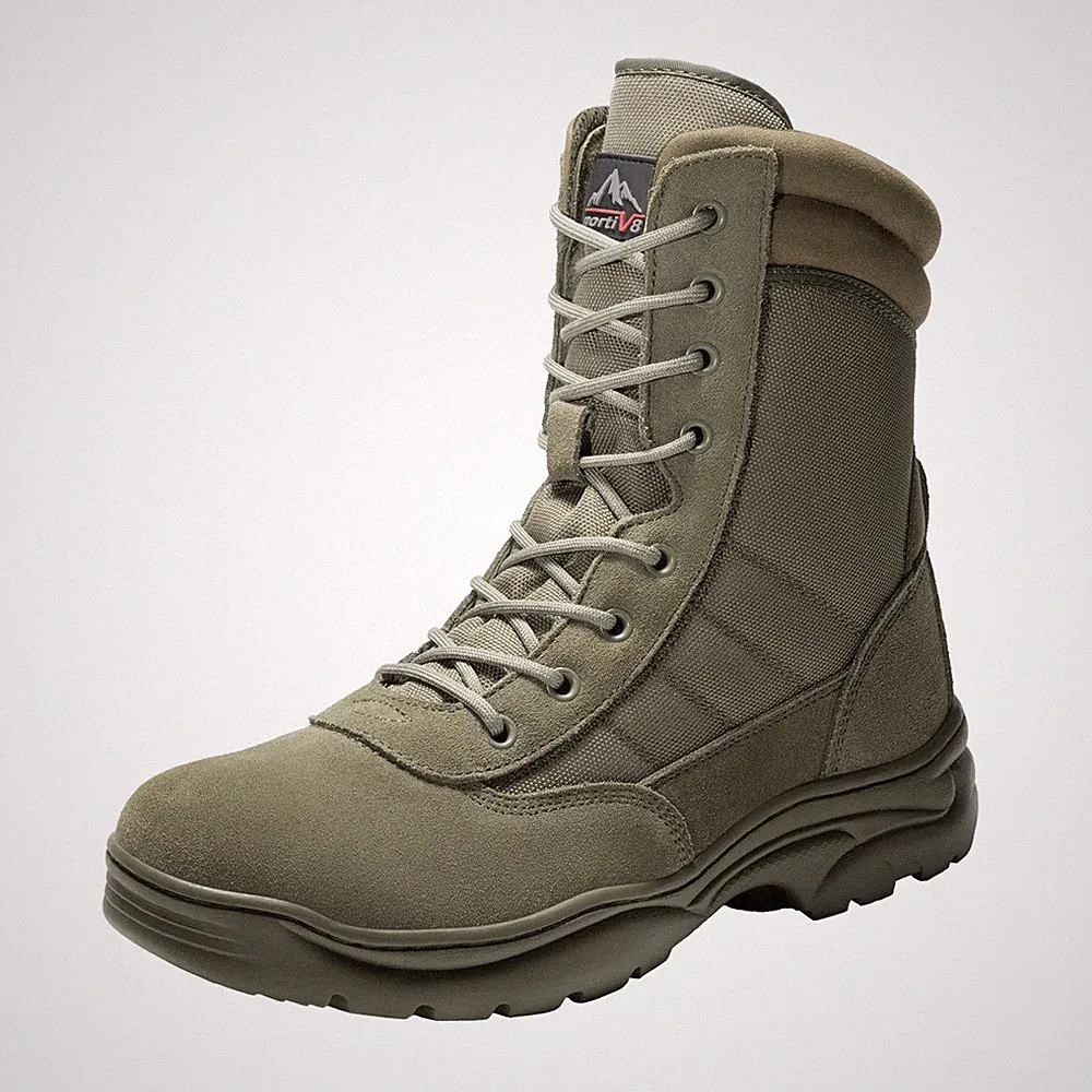 Men's Tactical Combat Boots Side Zip Ankle Breathable Work Hiking Shoes